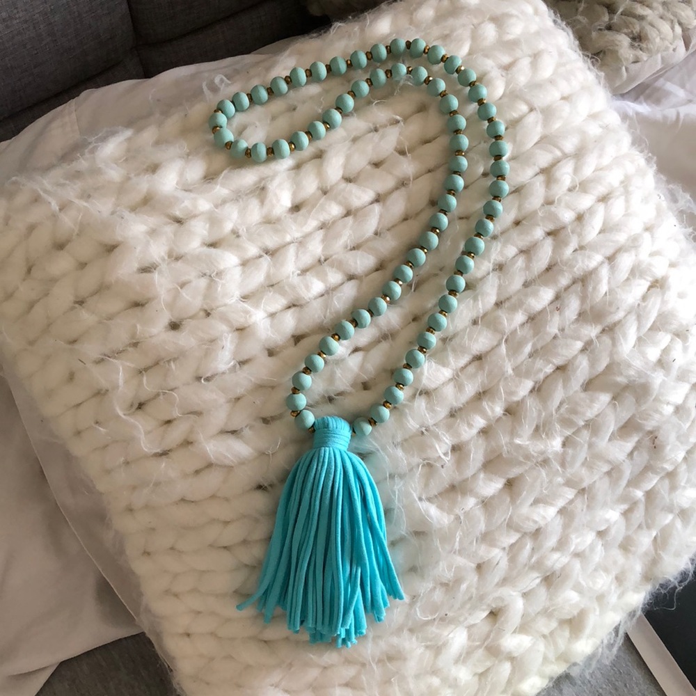 Long Beaded Tassel Necklace